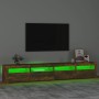 Mueble de TV con luces LED color roble ahumado 240x35x40 cm de vidaXL, Muebles TV - Ref: Foro24-3152767, Precio: 143,99 €, De...