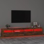 Mueble de TV con luces LED color roble ahumado 240x35x40 cm de vidaXL, Muebles TV - Ref: Foro24-3152767, Precio: 143,99 €, De...