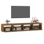 Mueble de TV con luces LED color roble ahumado 240x35x40 cm de vidaXL, Muebles TV - Ref: Foro24-3152767, Precio: 143,99 €, De...