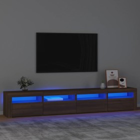 Mueble de TV con luces LED marrón roble 240x35x40 cm de vidaXL, Muebles TV - Ref: Foro24-3152769, Precio: 163,40 €, Descuento: %