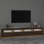 Mueble de TV con luces LED marrón roble 240x35x40 cm de vidaXL, Muebles TV - Ref: Foro24-3152769, Precio: 166,96 €, Descuento: %