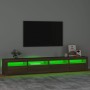 Mueble de TV con luces LED marrón roble 240x35x40 cm de vidaXL, Muebles TV - Ref: Foro24-3152769, Precio: 166,96 €, Descuento: %