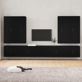 Set de muebles para TV 8 piezas madera contrachapada negro de vidaXL, Muebles TV - Ref: Foro24-3188855, Precio: 416,99 €, Des...