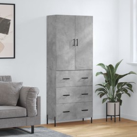 Aparador alto madera contrachapada gris hormigón 69,5x34x180 cm de vidaXL, Aparadores - Ref: Foro24-3195855, Precio: 170,99 €...