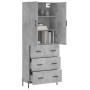 Concrete gray plywood tall sideboard 69.5x34x180 cm by vidaXL, Sideboards - Ref: Foro24-3195855, Price: 170,57 €, Discount: %