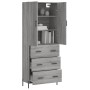 Aparador alto madera contrachapada gris sonoma 69,5x34x180 cm de vidaXL, Aparadores - Ref: Foro24-3195857, Precio: 175,79 €, ...