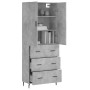 Aparador alto madera contrachapada gris hormigón 69,5x34x180 cm de vidaXL, Aparadores - Ref: Foro24-3195863, Precio: 165,94 €...