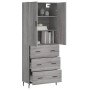 High sideboard sonoma gray plywood 69.5x34x180 cm by vidaXL, Sideboards - Ref: Foro24-3195865, Price: 168,99 €, Discount: %