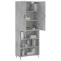 Aparador alto madera contrachapada gris hormigón 69,5x34x180 cm de vidaXL, Aparadores - Ref: Foro24-3196047, Precio: 128,02 €...