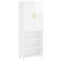 Aparador alto madera contrachapada blanco brillo 69,5x34x180 cm de vidaXL, Aparadores - Ref: Foro24-3196061, Precio: 131,38 €...