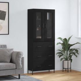 Aparador alto madera contrachapada negro 69,5x34x180 cm de vidaXL, Aparadores - Ref: Foro24-3198410, Precio: 192,99 €, Descue...