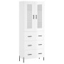 Aparador alto madera contrachapada blanco brillo 69,5x34x180 cm de vidaXL, Aparadores - Ref: Foro24-3198411, Precio: 205,83 €...