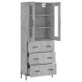 Aparador alto madera contrachapada gris hormigón 69,5x34x180 cm de vidaXL, Aparadores - Ref: Foro24-3198413, Precio: 193,14 €...