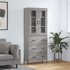 Aparador alto madera contrachapada gris sonoma 69,5x34x180 cm de vidaXL, Aparadores - Ref: Foro24-3198415, Precio: 192,99 €, ...