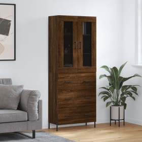 Tall oak brown plywood sideboard 69.5x34x180 cm by vidaXL, Sideboards - Ref: Foro24-3198416, Price: 212,99 €, Discount: %