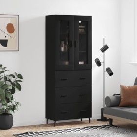 Aparador alto madera contrachapada negro 69,5x34x180 cm de vidaXL, Aparadores - Ref: Foro24-3198418, Precio: 195,21 €, Descue...