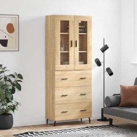 Tall plywood oak-colored highboard 69.5x34x180 cm by vidaXL, Sideboards - Ref: Foro24-3198420, Price: 192,03 €, Discount: %