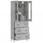 Aparador alto madera contrachapada gris hormigón 69,5x34x180 cm de vidaXL, Aparadores - Ref: Foro24-3198421, Precio: 177,99 €...