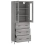 Aparador alto madera contrachapada gris sonoma 69,5x34x180 cm de vidaXL, Aparadores - Ref: Foro24-3198423, Precio: 184,02 €, ...