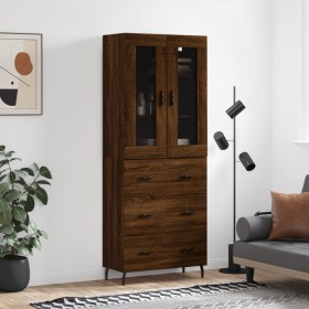 Tall brown oak plywood sideboard 69.5x34x180 cm by vidaXL, Sideboards - Ref: Foro24-3198424, Price: 176,30 €, Discount: %