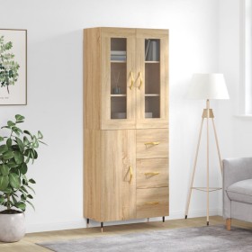 Aparador alto madera contrachapada color roble 69,5x34x180 cm de vidaXL, Aparadores - Ref: Foro24-3198452, Precio: 170,74 €, ...