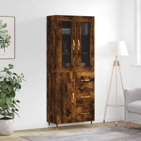 Aparador alto madera contrachapada roble ahumado 69,5x34x180 cm de vidaXL, Aparadores - Ref: Foro24-3198454, Precio: 176,99 €...