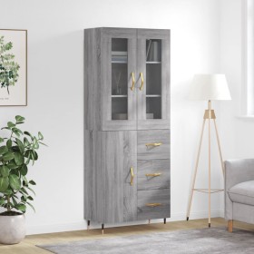 Aparador alto madera contrachapada gris sonoma 69,5x34x180 cm de vidaXL, Aparadores - Ref: Foro24-3198455, Precio: 177,68 €, ...