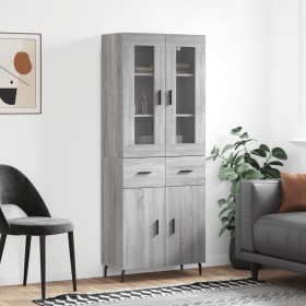 High sideboard sonoma gray plywood 69.5x34x180 cm by vidaXL, Sideboards - Ref: Foro24-3198551, Price: 169,99 €, Discount: %