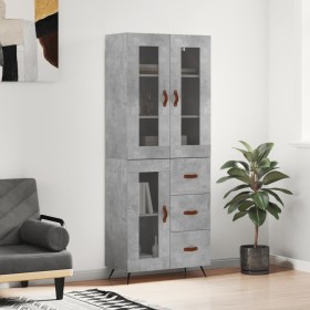 Aparador alto madera contrachapada gris hormigón 69,5x34x180 cm de vidaXL, Aparadores - Ref: Foro24-3198573, Precio: 166,99 €...