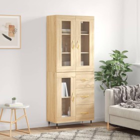 Aparador alto madera contrachapada color roble 69,5x34x180 cm de vidaXL, Aparadores - Ref: Foro24-3198580, Precio: 170,99 €, ...