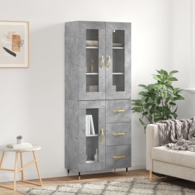 Aparador alto madera contrachapada gris hormigón 69,5x34x180 cm de vidaXL, Aparadores - Ref: Foro24-3198581, Precio: 171,99 €...