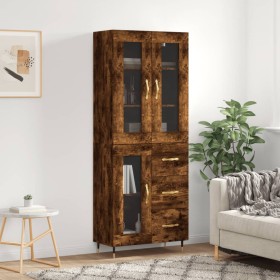 Aparador alto madera contrachapada roble ahumado 69,5x34x180 cm de vidaXL, Aparadores - Ref: Foro24-3198582, Precio: 176,99 €...