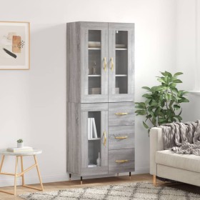 Aparador alto madera contrachapada gris sonoma 69,5x34x180 cm de vidaXL, Aparadores - Ref: Foro24-3198583, Precio: 177,37 €, ...