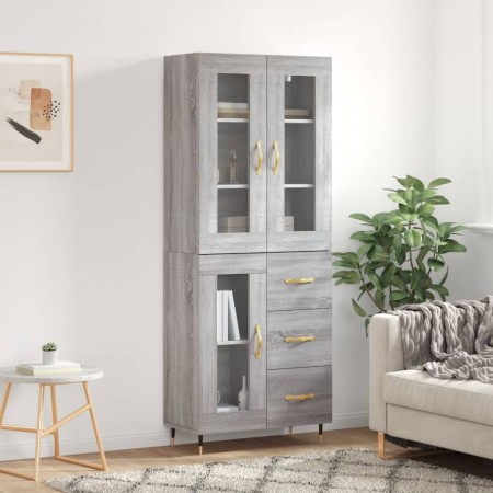 High sideboard sonoma gray plywood 69.5x34x180 cm by vidaXL, Sideboards - Ref: Foro24-3198583, Price: 177,37 €, Discount: %