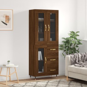 Tall brown oak plywood sideboard 69.5x34x180 cm by vidaXL, Sideboards - Ref: Foro24-3198584, Price: 171,99 €, Discount: %