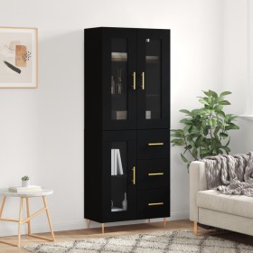 Aparador alto madera contrachapada negro 69,5x34x180 cm de vidaXL, Aparadores - Ref: Foro24-3198586, Precio: 172,99 €, Descue...