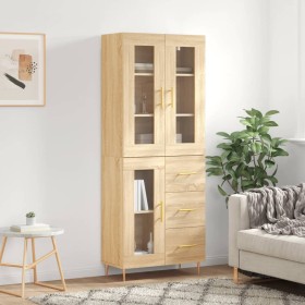 Aparador alto madera contrachapada color roble 69,5x34x180 cm de vidaXL, Aparadores - Ref: Foro24-3198588, Precio: 166,99 €, ...