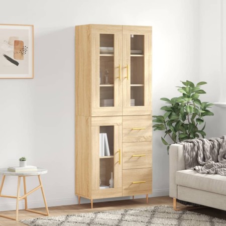 Aparador alto madera contrachapada color roble 69,5x34x180 cm de vidaXL, Aparadores - Ref: Foro24-3198588, Precio: 166,96 €, ...