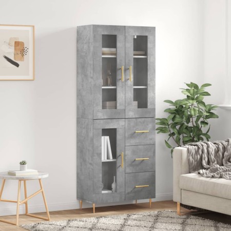 Concrete gray plywood tall sideboard 69.5x34x180 cm by vidaXL, Sideboards - Ref: Foro24-3198589, Price: 172,87 €, Discount: %