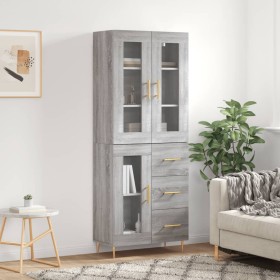 Aparador alto madera contrachapada gris sonoma 69,5x34x180 cm de vidaXL, Aparadores - Ref: Foro24-3198591, Precio: 177,99 €, ...