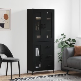 Aparador alto madera contrachapada negro 69,5x34x180 cm de vidaXL, Aparadores - Ref: Foro24-3198594, Precio: 185,99 €, Descue...