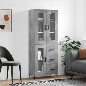 Aparador alto madera contrachapada gris hormigón 69,5x34x180 cm de vidaXL, Aparadores - Ref: Foro24-3198597, Precio: 178,99 €...