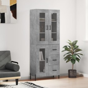 Aparador alto madera contrachapada gris hormigón 69,5x34x180 cm de vidaXL, Aparadores - Ref: Foro24-3198605, Precio: 190,09 €...