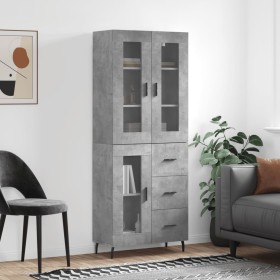 Aparador alto madera contrachapada gris hormigón 69,5x34x180 cm de vidaXL, Aparadores - Ref: Foro24-3198613, Precio: 179,99 €...