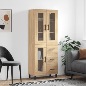 Aparador alto madera contrachapada color roble 69,5x34x180 cm de vidaXL, Aparadores - Ref: Foro24-3198620, Precio: 182,77 €, ...