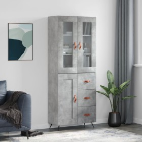 Tall plywood gray concrete sideboard 69.5x34x180 cm by vidaXL, Sideboards - Ref: Foro24-3198637, Price: 164,99 €, Discount: %