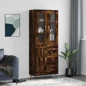 Tall smoked oak plywood sideboard 69.5x34x180 cm by vidaXL, Sideboards - Ref: Foro24-3198638, Price: 164,99 €, Discount: %