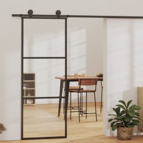 ESG glass and black aluminum sliding door 76x205 cm by vidaXL, Doors - Ref: Foro24-151008, Price: 177,22 €, Discount: %