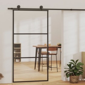 ESG glass and black aluminum sliding door 102x205 cm by vidaXL, Doors - Ref: Foro24-151010, Price: 181,54 €, Discount: %