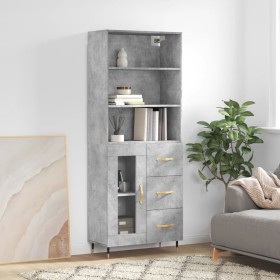 Concrete gray plywood tall sideboard 69.5x34x180 cm by vidaXL, Sideboards - Ref: Foro24-3189489, Price: 146,99 €, Discount: %